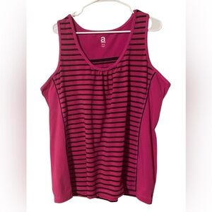 AVENUE Striped Tank Top Womens 22/24 Stretch Pink Comfort Vacation Resort Active